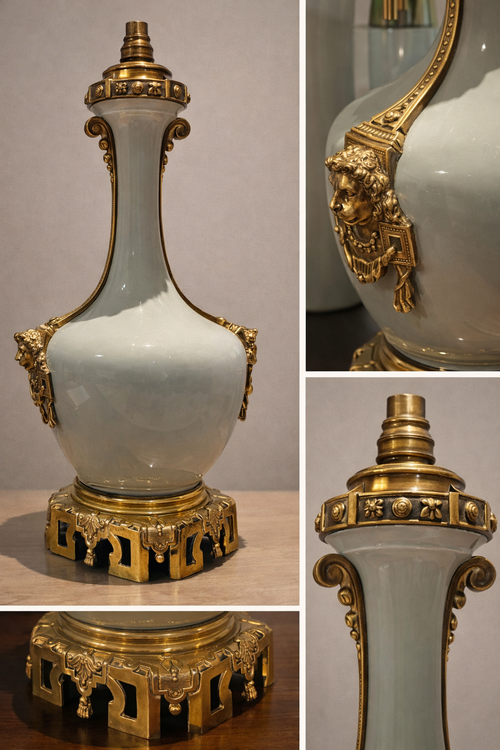 Vase céladon à monture en bronze doré — époque Napoléon III, XIXᵉ siècle